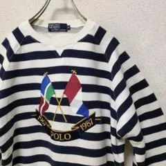 90s 希少　Poloポロ　ラルフローレン クロスフラッグ　スウェット M
