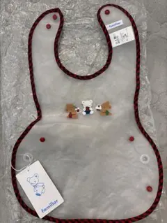 新品タグ付き　familiar お食事エプロン 透明 クマ