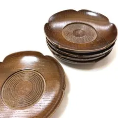 昭和レトロ☆茶托 皿 トレー 5枚セット☆工芸品♪花型♪