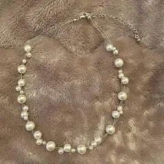 【美品】パールネックレス 不規則デザイン ニュアンス かわいい きれいめ 結婚式