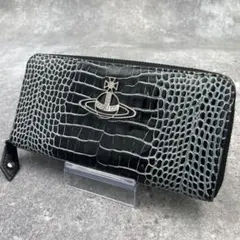 【美品】ヴィヴィアンウエストウッド クロコ型押し 長財布 オーブ ジッピー