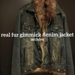 00s archiveファー付きデニムジャケットGジャンレッドリーチュエ ダラス