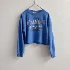 PEANUTSスヌーピー スウェット トレーナー キッズ古着 ショート丈 140のサムネイル