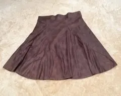 スエード風　フレア膝丈スカート