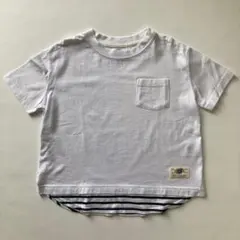 GLOBAL WORK Tシャツ ホワイト ボーダー柄 110㎝のサムネイル