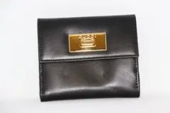 GUCCI グッチ　ブラックレザー 二つ折り財布 ゴールド金具