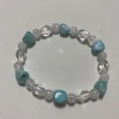 ★天然ラリマーとクォーツ　ブレスレット