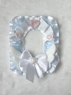 トレカケースデコ 硬質ケースデコ B8 レースデコ 白 水色 天使界隈