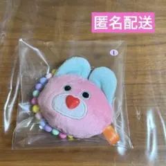 mojojojo ビーズチェーン付きフェイスマスコット　ピンク　うさぎ　①