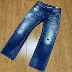 美品‼️Diesel ダメージ加工 ストレートデニムパンツ　ディーゼル　当て布
