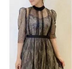 snidel ドットレイヤードラッセルレースドレス