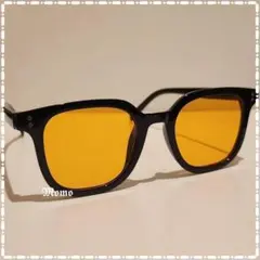 ◀︎サングラス オレンジ ボストン　ウェリントン 高級 男女兼用 グラサン