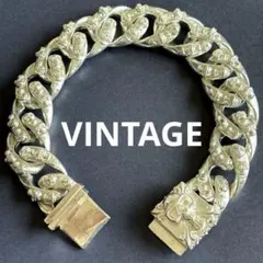 US輸入　80sドクロブレスレット　ヴィンテージ　925刻印あり　97g