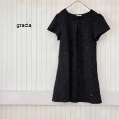 グラシア セレモニーワンピ スパンコール装飾 黒 上品 綺麗め フォーマル 美品