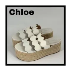 Chloe クロエ プラットフォーム 厚底 サンダル スカラップ ホワイト 40のサムネイル
