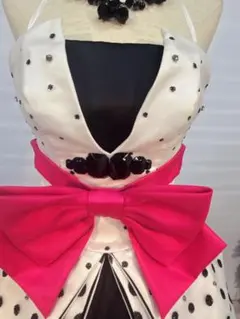 7号サイズ★ふんわりカラードレス ロリータ ドレス 黒白ドット