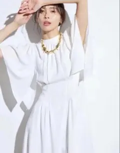 美品✨セルフォード ロングワンピース Aライン フレア ホワイト 36 S