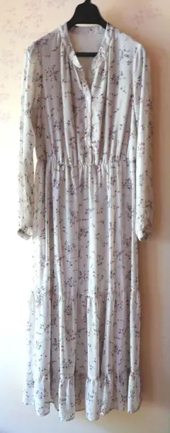 INGNI イング　ティアード　ロングワンピース　シフォン　花柄　長袖　Mサイズ