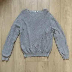 【UNIQLO】コットンカシミヤVネックセーター ライトグレー