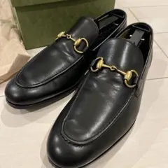☆良品 グッチ ヨルダーン レザー ビットローファー シューズ 黒