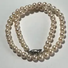 アコヤ本真珠 パールネックレス 6.3mm ホワイト系　ほんのりピンク　SV刻印