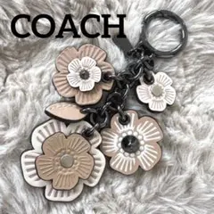 COACH コーチ 花型チャーム バッグチャーム レザー製 ブラック金具