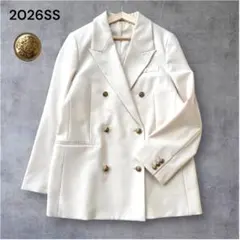26SS 美品 ミラオーウェン 金釦ダブルブレスト ロング ブレザー アイボリーのサムネイル