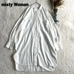 misty woman バンドカラーシャツ 白 オーバーサイズ ロング丈 Fのサムネイル