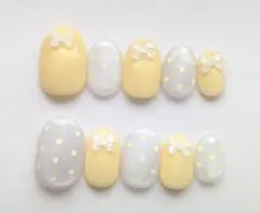 イエローリボンとハートネイルチップセット