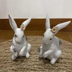 リアドロ (花飾りの白ウサギ) ポーセリン フィギュア - メルカリ