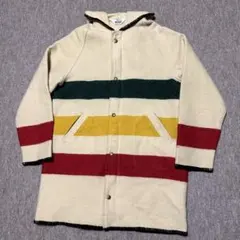 Woolrich ウールコート メルトン 白 緑黄赤 ボーダー USA製 70sのサムネイル