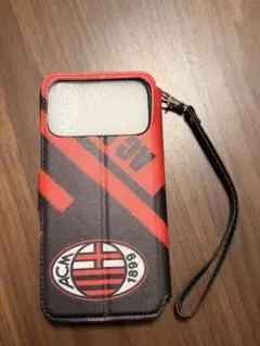 iPhone17Pro MAX用AC Milan 手帳型ケース ストラップ付き