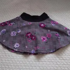 アナスイミニ　チェック花柄インパンつきスカート　ブラック×パープル系120