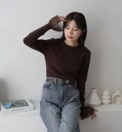 Riberry 袖チュールリブニット