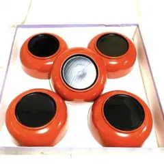 木製　漆器　5客セット　朱色