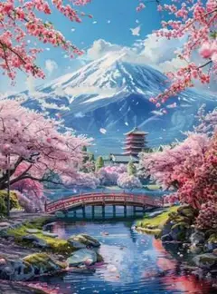 富士山と桜　30×40 ダイヤモンドアートキット