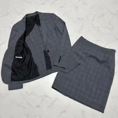 美品　ヒルトンHILTON スカートスーツ　グレーチェック　ストレッチ　5号のサムネイル