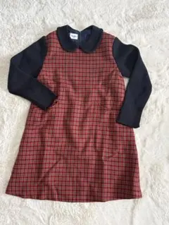 familiar ファミリア 定番 赤チェックワンピース 120