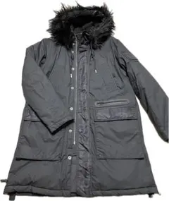 DIESELファー付きフード ロングモッズコート ブラック