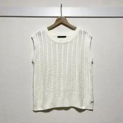 Heather ヘザー ケーブル編み ニットベスト Fサイズ ホワイト