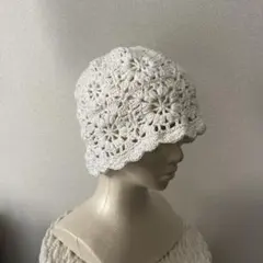 ハンドメイド クロシェハット バケットハット サマーハット レースハット 春夏
