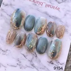 り*♪様 ネイルチップ　9154 ブルー　青　ターコイズ　春ネイル　現品　結婚式