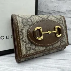 【美品】GUCCI　ホースビット　GG柄　スプリーム　キーケース　6連　ブラウン