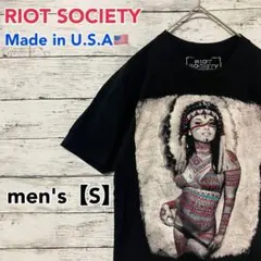 ●T457【アメリカ製】ライオットソサエティ Tシャツ ブラック系 メンズ【S】