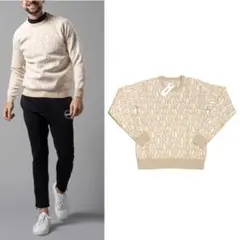 【新品】WJKG ゴルフ　ロゴプリント クルーネック　ベージュ　ニット