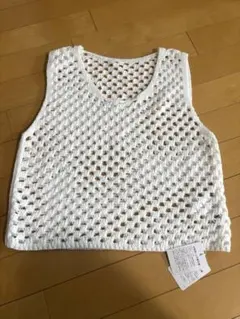 【新品】mystic メッシュニット ノースリーブ ホワイト ベスト