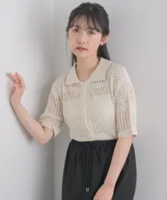 RETRO GIRL スカシ柄編みカーデ