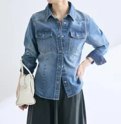 美品 アルアバイル 24年モデル 定価2万 デニムシャツ インディゴ