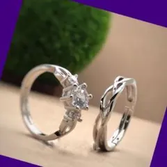 421ku39☆2個セット☆美品☆編み込み☆ペアリング フリーサイズ 421