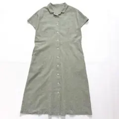 美品　中川政七　なかがわ　ちりめん　ワンピース　開襟　　半袖　綿麻 タグ付・極美品】中川政七商店 綿麻のちりめん織 開襟ワンピース 空色